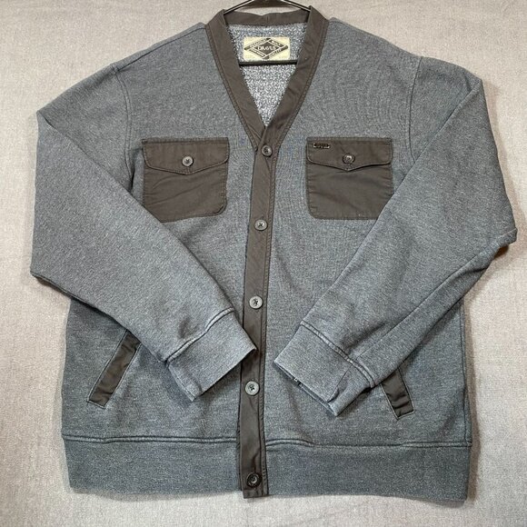 Dravus Gray & Black Cardigan Jacket Button Front Dual Chest Pockets Mens size XL - Picture 1 of 10